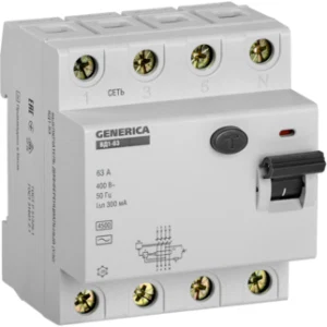 IEK Выключатель дифференциальный (УЗО) ВД1-63 4Р 63А 300мА GENERICA - MDV15-4-063-300 IEK Выключатель дифференциальный (УЗО) ВД1-63 4Р 63А 300мА GENERICA - MDV15-4-063-300